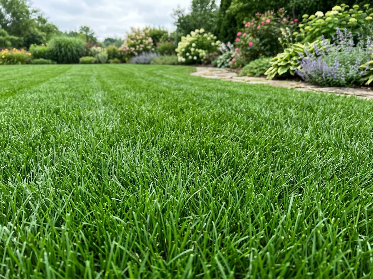 Lush, dense, uniform green healthy lawn